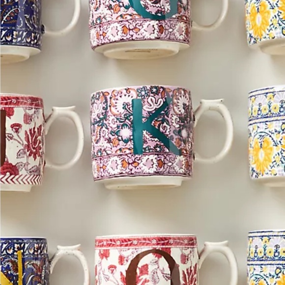 Anthropologie Blockprinted Monogram Mug - Letter “K” - Picture 1 of 8